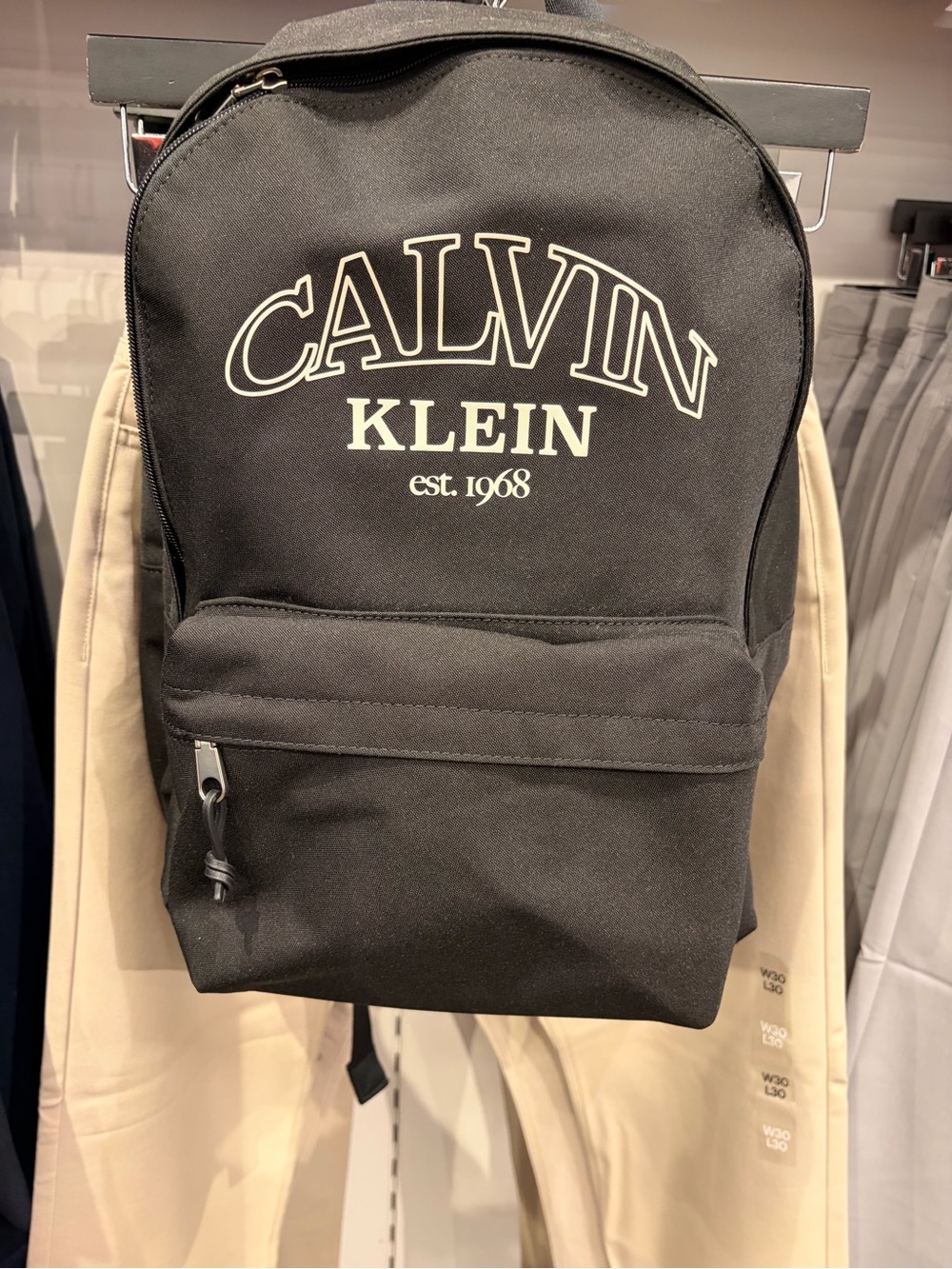 Calvin Klein Black Logo Backpack with Front Pocket